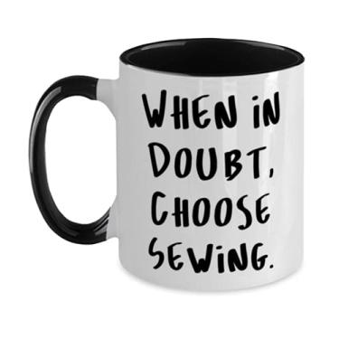 Imagem de Caneca Love Stitch, dois tons, 325 ml, quando estiver em dúvida, escolha a costura, para amigos, presente, copo para costura