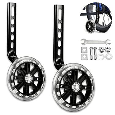 Imagem de Rodas de treinamento para crianças estabilizador de bicicleta flash mudo kit de montagem para bicicleta de 12, 14, 16, 18, 50 cm, 1 par (preto)