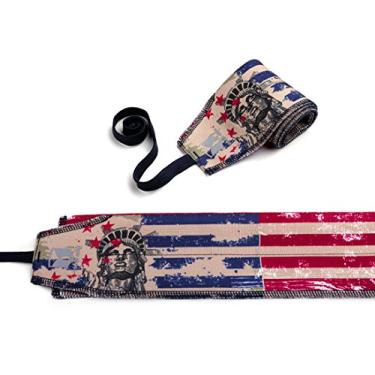 Imagem de (Bandeira Americana) - Crossfit Wrist Wraps-Strength Wraps-WOD Weightlifting Wrist wraps Straps Gym Training support,Workout-Powerlifting-Bodybuilding-Women & Men-One Size Fits All-ONE PAIR