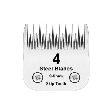 Imagem de Filymosie 4 lâminas de dente de salto, lâmina de aço removível para cães de estimação, compatível com cortadores Andis, Oster A5, Wahl série Wahl KM10, comprimento de corte 9,5 mm (3/8 pol.)