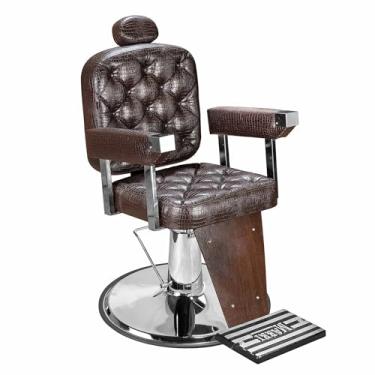 Imagem de Cadeira de Barbeiro Marri Dubai, Cadeira Giratória e Reclinável para Barbearia e Salão de Beleza, Estrutura em Aço Reforçado, Estofamento Premium, Base em Metal e Apoio para Pés (Marrom Café)
