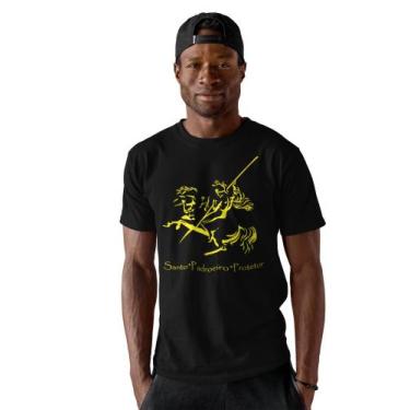 Imagem de Camiseta São Jorge Guerreiro Masculina - Blackchic, Preto amarelo, G