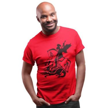 Imagem de Camiseta São Jorge Guerreiro Protetor Masculina - Blackchic, Vermelho,