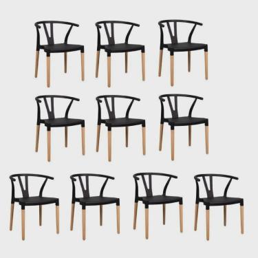 Imagem de Conjunto 10 Cadeiras Polipropileno Wishbone CabeCasa