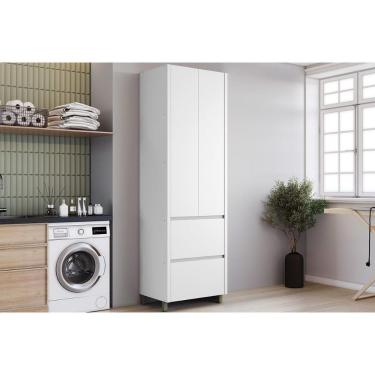 Imagem de Armário Multiuso Lavanderia Rainha C/ 2 Portas E 2 Gavetas 70cm Branca - Nesher