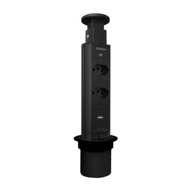 Imagem de Torre De Tomada Com 2 Tomadas + 2 Usb (tipo A+c) Retrátil Renna