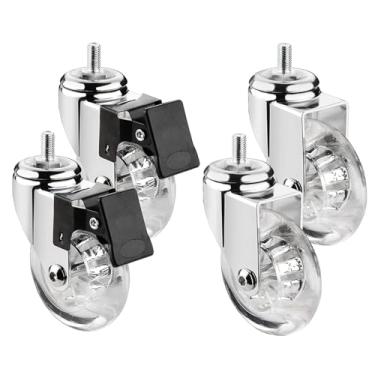Imagem de Um Conjunto De 4 Rodízios Giratórios Para Móveis, Ø 75 Mm, Com Parafusos Sem Cabeça M8 X 15, M10 X 15 E Rolamentos De Esferas, Rodízios Giratório, 2 Braked+2 Swivel, 1.5in-M8*15mm