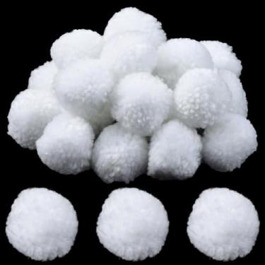 Imagem de SUNNYCLUE 24 bolas de pompom brancas pompons de lã a granel 4 cm feltro macio fofo fofo redondo feito à mão decoração pendurada guirlanda de férias ornamentos bola para bricolage arte artesanato casa