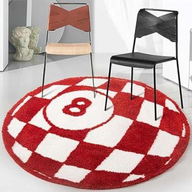 Imagem de Tapete De Bilhar De Simulação 8 Bolas Criatividade Tufting Redondo Almofada Macia Antiderrapante Tapete De Banho Tapete De Decoração De Carpete De Quarto Infantil Tapetes C, 001, 100 * 100cm