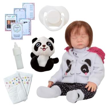 Imagem de Bebê Reborn Realista Fio a Fio Panda Acessórios Pode Molhar