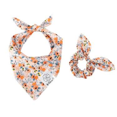 Imagem de Conjunto de bandanas para cães e elásticos combinando E-Clover Flower