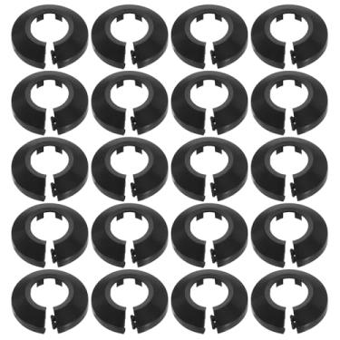 Imagem de HARFINGTON 20 peças de cobertura de tubo de flange decoração 0,98" (25 mm) capa de plástico para furo de parede sob a pia tubo radiador coleira de proteção para banheiro cozinha vaso sanitário, preto