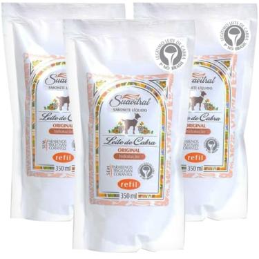 Imagem de Kit 3 Sabonete Líquido Leite de Cabra Original Refil Suavitrat 350ml