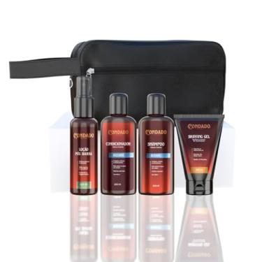 Imagem de Kit Barbear Masculino Completo Shampoo Condicionador Gel Loção Pós Barba Necessaire Barba Cabelo Bigode (Oceano (Refrescante) + Necessaire Preta)