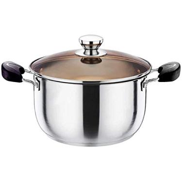 Imagem de wang hao shop Panelas, conjunto de panelas de aço inoxidável, conjunto de panelas com tampa de vidro, adequado para todos os tipos de fogão/prata/20 cm