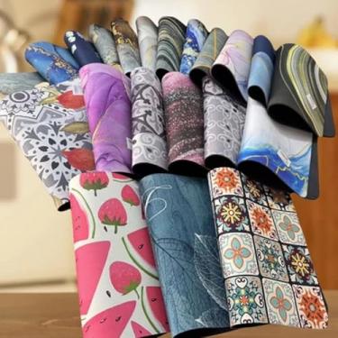 Imagem de Tapete Escorredor de Louça em Microfibra, Super Absorvente, Dobrável, Aparador de Pratos e Copos