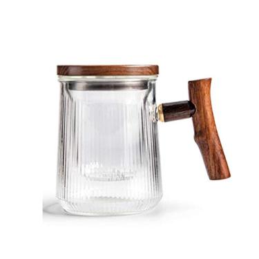 Imagem de Caneca de cerâmica caneca de vidro listrada antiderrapante e transparente capacidade caneca brilhante filtro resistente ao calor vidro escritório portátil caneca de café 350ml casa e escritório (cor: claro)