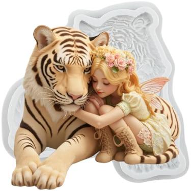 Imagem de MYPRACS Molde de silicone para fondant de flor de fada tigre para decoração de bolo de açúcar topo de cupcake pasta de goma de chocolate argila de polímero
