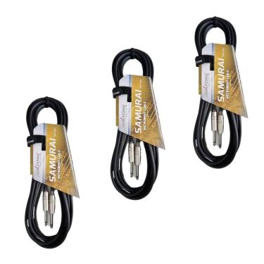 Imagem de Kit 3 Cabo P10 X P10 5M Instrumento Samurai Roxtone