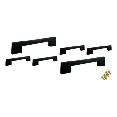 Imagem de Kit 6 Puxador 128mm Móveis Gaveta Porta Armário Roupeiro - Preto - Alç