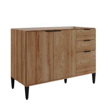 Imagem de Balcão De Cozinha Miami 1200mm 2 Portas 3 Gavetas Sem Tampo Carraro Freijó