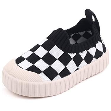 Imagem de MORENDL Pantufas infantis antiderrapantes para meninos e meninas, Xadrez preto, 6-9 meses