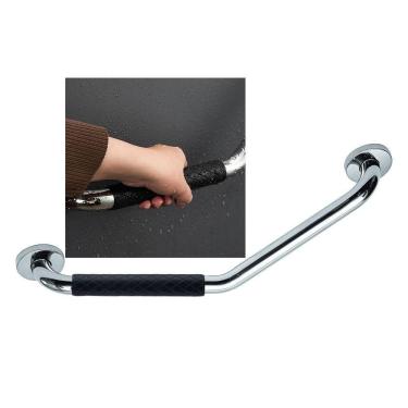 Imagem de Barra Alça Apoio Angular 25x25cm Inox Antiderrapante Pcd Idoso Gestante Criança Anti Queda Acidentes Segurança