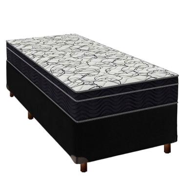 Imagem de Cama Box Preto + Colchão Solteiro Airtech 150 Ortobom