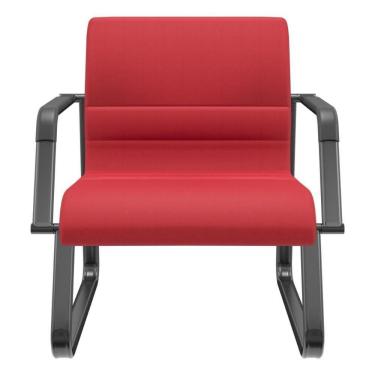 Imagem de Cadeira De Escritório Recepção Com Braço Fixa Preta Lev P03 Crepe Vermelho - Lyam Decor