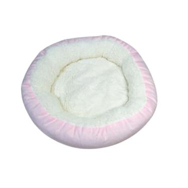 Imagem de Caminha Redonda Pets Sherpa para Cães e Gatos Macia 50x50 cm Quente Confortável Cama Pet Com Pelinho(Rosa)