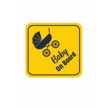 Imagem de Adesivo refletivo de bebê a bordo para carros, adesivo forte durável à prova d'água, 14 cm por 14 cm