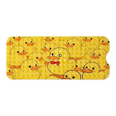 Imagem de Tapete de banheira infantil, tapete de banho antiderrapante com desenho animado para crianças e crianças, tapete de segurança antiderrapante de pato amarelo com ventosas fortes, tapete de banho macio
