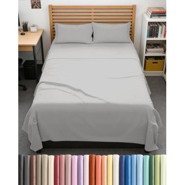 Imagem de Jogo de lençol casal GG extra longo estendido casal GG - confortável, respirável e refrescante - cabe em colchões de 20 a 40 cm com bolsos profundos - 137 x 203 cm - Roupa de cama luxuosa macia, sem