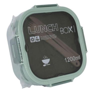 Imagem de Marmita Hermética Tipo Bentô 1,2 Lt Divisórias E Talheres - Tesla Stor