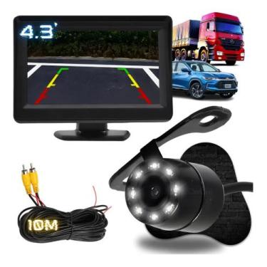 Imagem de Kit Tela 4.3 Lcd + Câmera De Ré Borboleta Led Cabo 10 Metros - Congrat