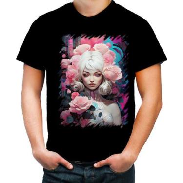Imagem de Camiseta Colorida Mulher de Rosas Paixão 20 - DESIGN CAMISETAS, M