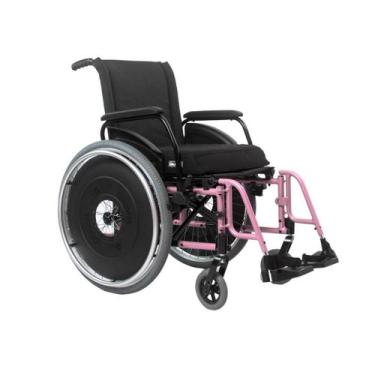 Imagem de Cadeira de Rodas AVD Rosa Alumínio Pés Fixos Ortobras, 50cm