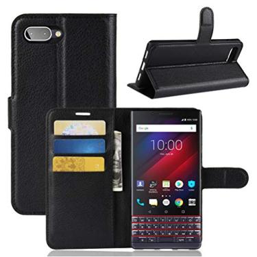 Imagem de Capa para BlackBerry Key 2 le, capa carteira flip de couro PU premium com compartimento para cartão, suporte e fecho magnético [capa interior à prova de choque de TPU] Compatível com BlackBerry Key 2