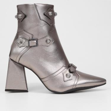 Imagem de Bota Cano Curto Vizzano Metalizada Fivelas Feminina-Feminino