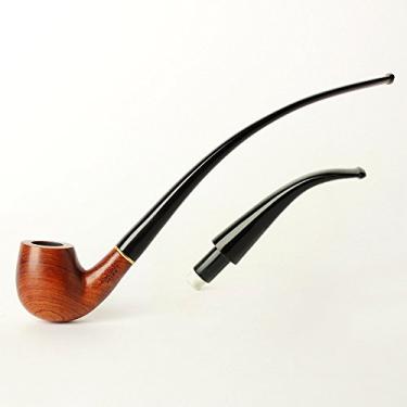 Imagem de MUXIANG Cachimbos Churchwarden com substituição da haste de dois bocais Cachimbo de Madeira Longo Filtros de 9 mm 10 Ferramentas de limpeza Bola de tela de tubo Raspador Escovar filtro de tela de tubulação Suporte Saco AD0015