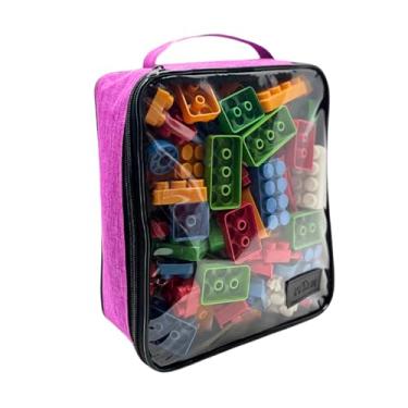 Imagem de 1 Organizador Brinquedos Zíper Empilhável Bloco Montar Necessaire Multiuso Premium (Pink)