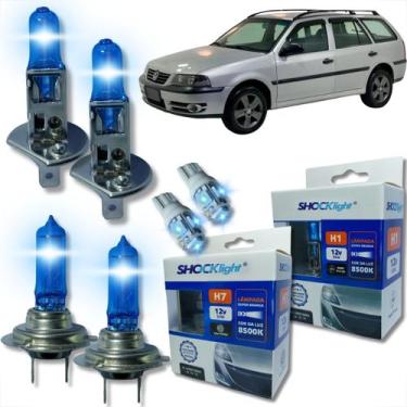 Imagem de Kit lâmpada shocklight super branca farol alto baixo e lanterna h1 h7 