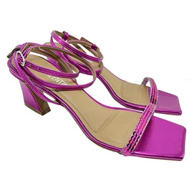 Imagem de Sandália Di Valentini Sara Metalizada Salto Bloco - Pink - 37