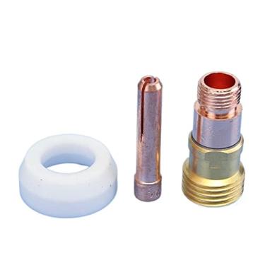 Imagem de Tocha de soldagem, 3 peças, acessórios para máquina de solda TIG, lentes de copos de gás para WP-17/18 2,4 mm 3/81.3 cm kit de tochas de soldagem peças de tocha