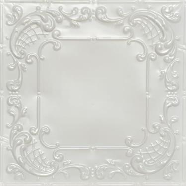 Imagem de Shanko SKPC515 Baby's Breath Metal Lay-in Tin Teto Tile (capas/24 pés quadrados), branco casca de ovo, pacote com 6