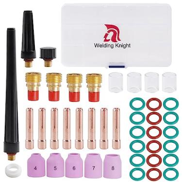Imagem de Welding Knight 43 peças tocha de soldagem TIG lente de gás stubby #10 kit de acessórios de copo de vidro para TIG WP-9/20/25