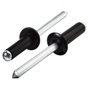 Imagem de Linkup Pacote com 160 rebites pretos de 3/40.6 cm x 5/40.6 cm, rebites pop pretos de 4,8 mm x 8 mm, rebites de mandril de aço de corpo de alumínio (preto), rebites de alumínio com cabeça de cúpula