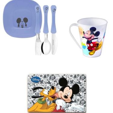 Imagem de Conjunto pratinhos, talheres, jogo americano, Caneca Mickey - Simonagg