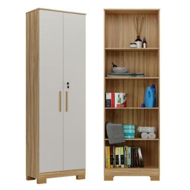 Imagem de Armário Multiuso 100% MDF 2 Portas Com Chave Bordo Rio Doce Branco , A