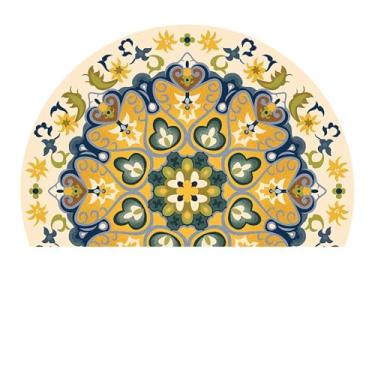 Imagem de Tapete redondo abstrato para sala de estar tapetes macios para sala de jantar embaixo da mesa, tapete antiderrapante para entrada de escritório e cozinha (flor 08,60 x 90 cm)